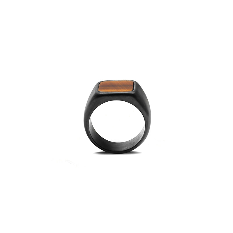 Ring Black Matte with Tiger's eye Stone