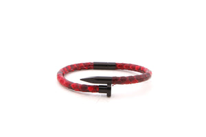 Python Nail Leather Bracelet Red/Black