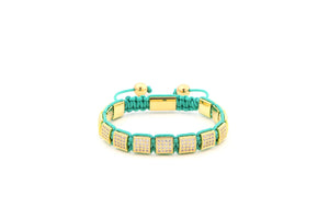Gold & Turquoise Rope CZ Crystal Bracelet