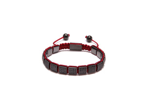 Square Zirconia Black and Red Rope