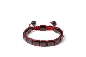 Square Black Stainless Steel/Red Cord