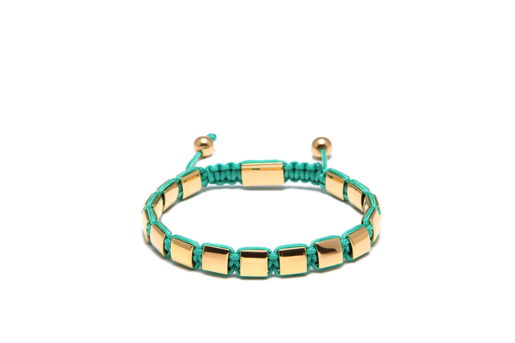 Gold & Turquoise Rope Square Bracelet