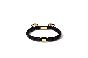 Black Onyx / Gold Plated Square Bracelet